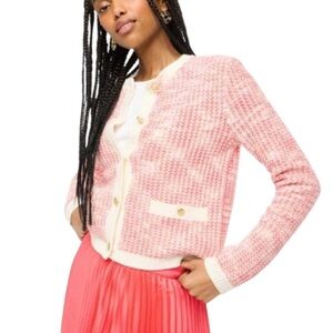 I. CREW Factory NWT Lady Jacket Cardigan Sweater Size Small in Pink Space Dye